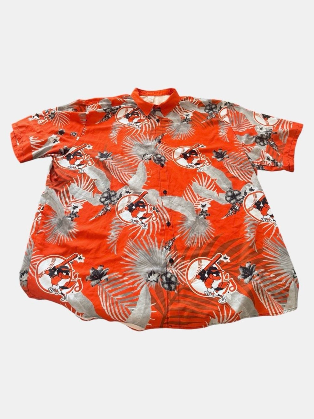 Hawaiian MLB Baltimore Orioles Orange Button Up Shirt — Men’s 3XL